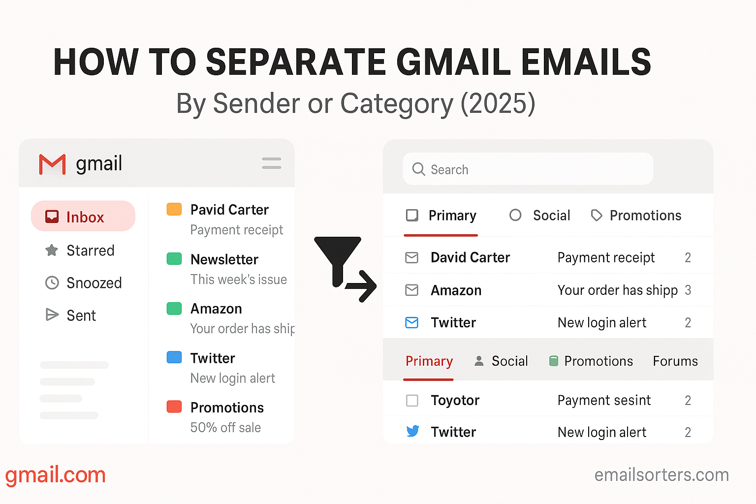 Separate Gmail emails