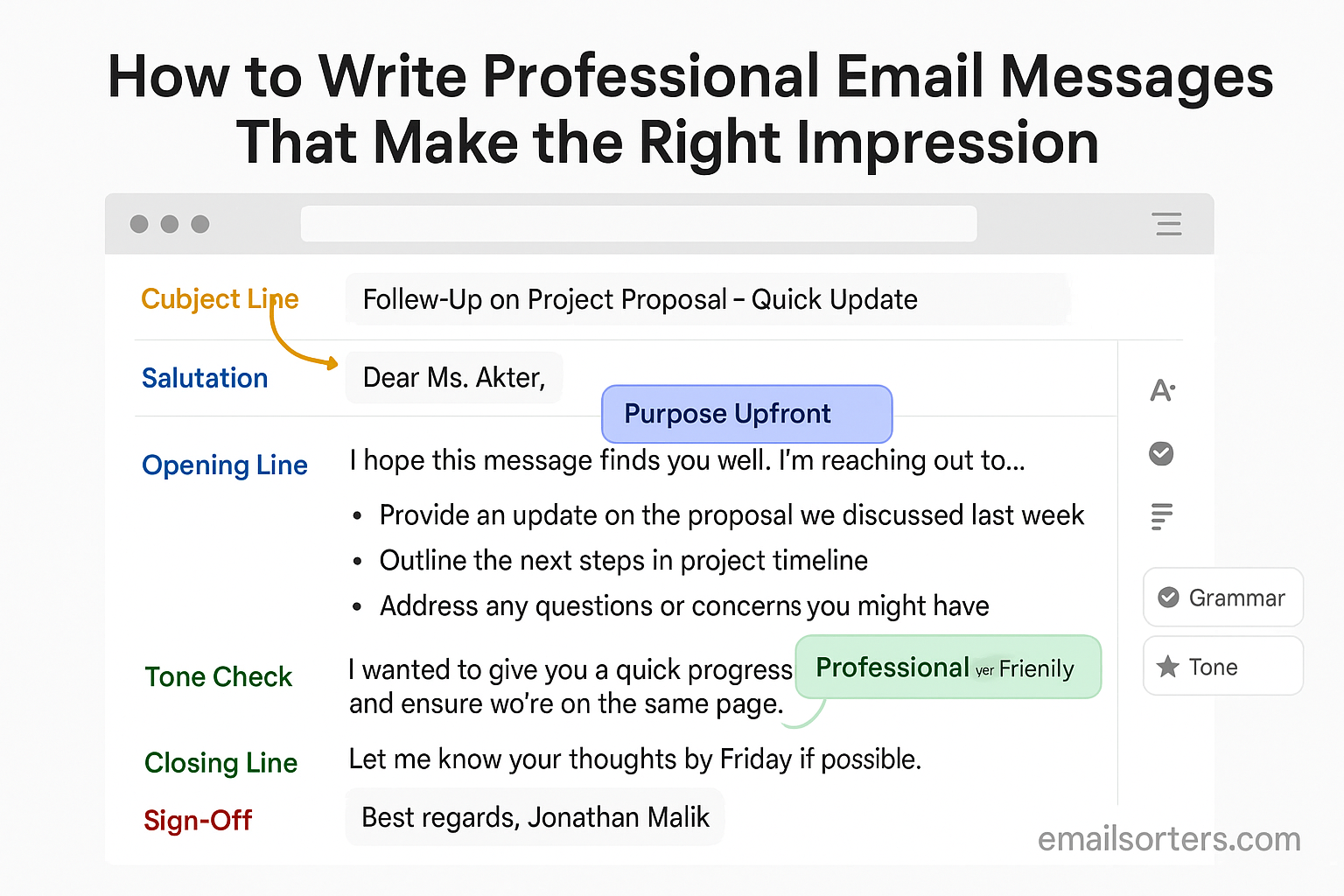 Write professional email